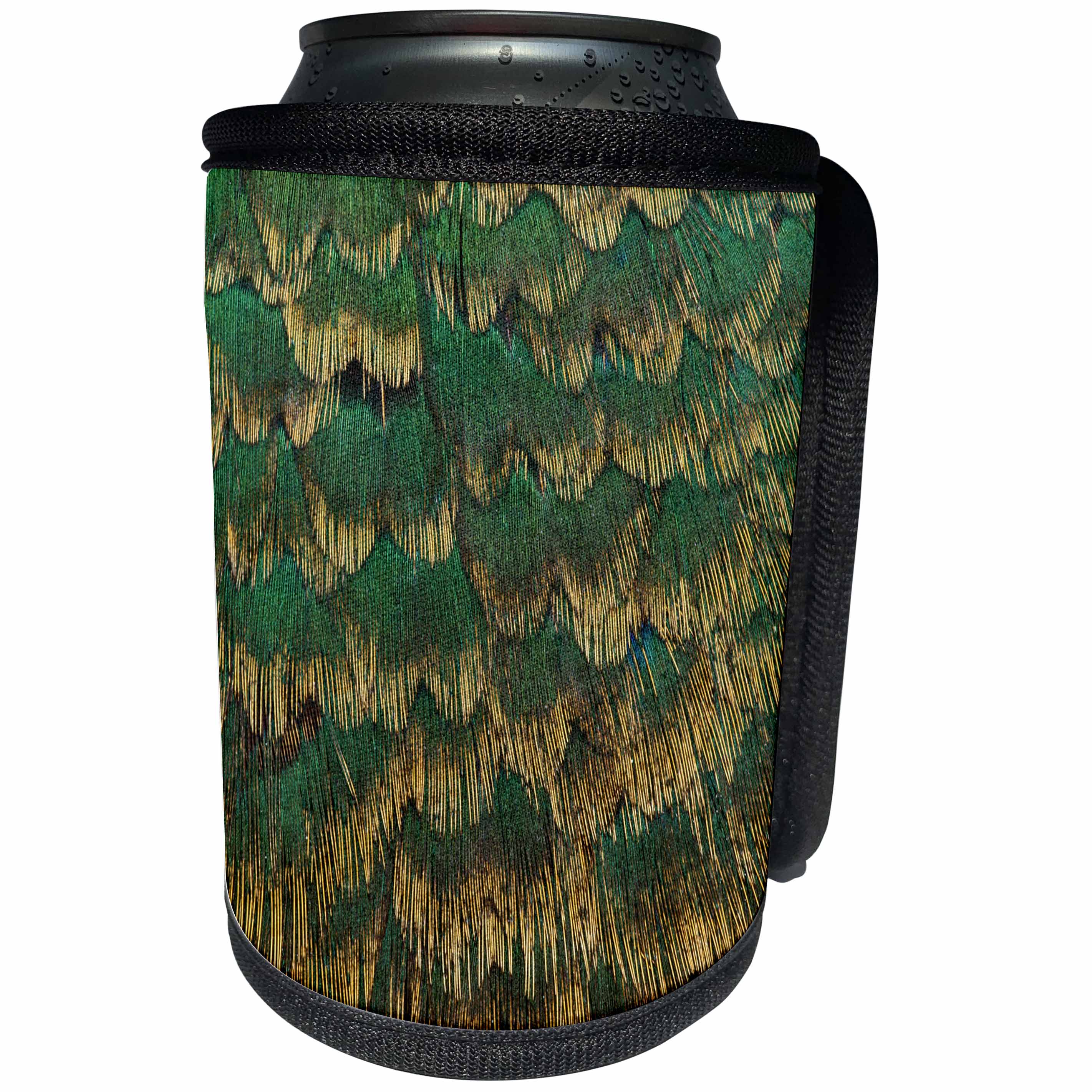 3dRose Danita Delimont - Feathers - Melanistic Pheasant breast feathers - Can Cooler Bottle Wrap (cc_250266)