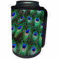 3dRose Danita Delimont - Feathers - Eye spots on Male Peacock tail feathers fanned out in designed pattern - Can Cooler Bottle Wrap (cc_250296)