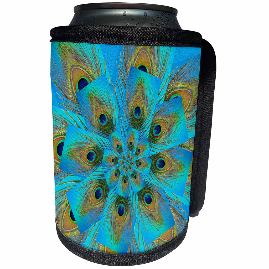 3dRose Danita Delimont - Feathers - Male Peacock tail feather design - Can Cooler Bottle Wrap (cc_250308)