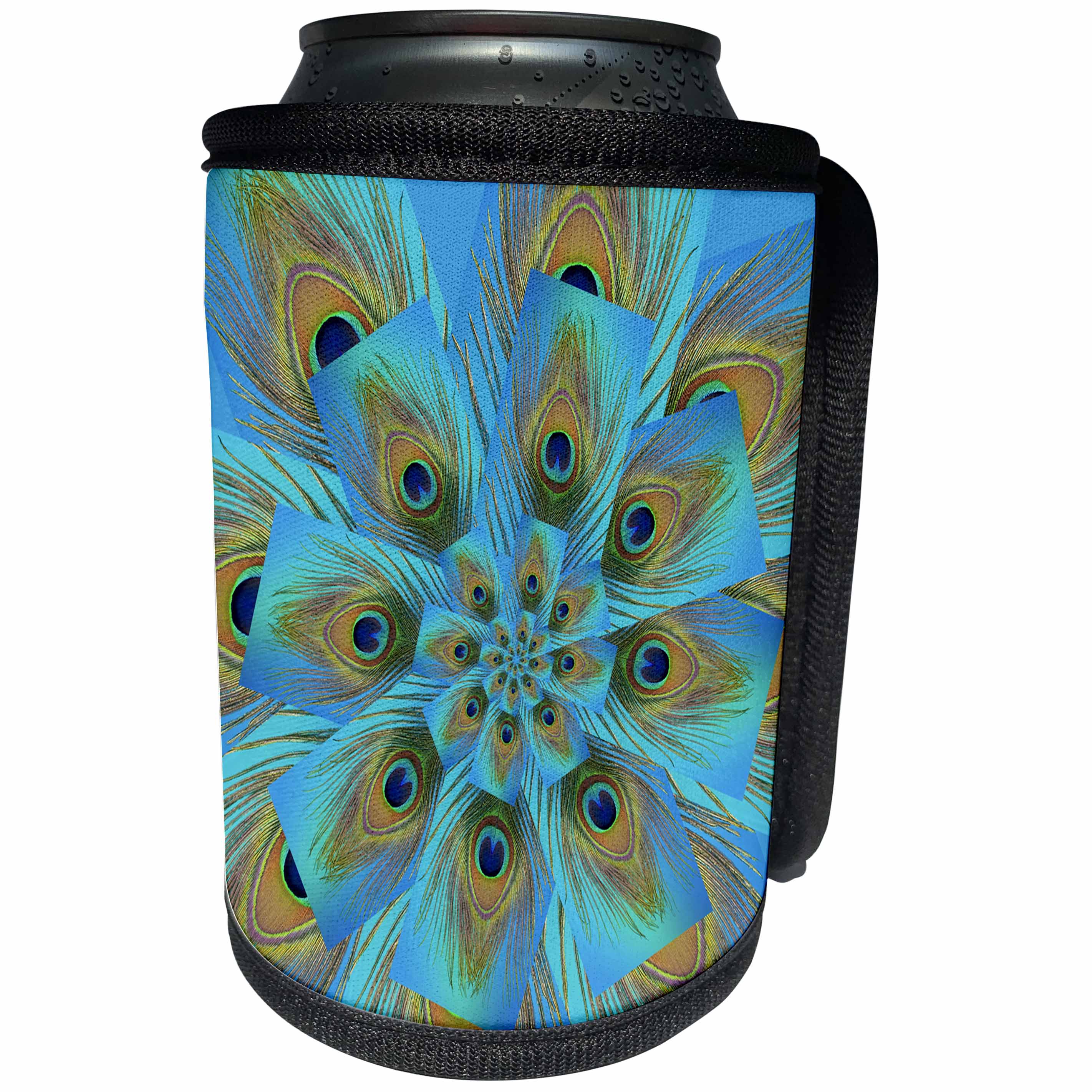 3dRose Danita Delimont - Feathers - Male Peacock tail feather design - Can Cooler Bottle Wrap (cc_250308)
