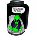 3dRose Mark Grace GRACEVISIONS Aliens and UFOs - ALIENS AND UFOS alien party 1 on black - Can Cooler Bottle Wrap (cc_25031)