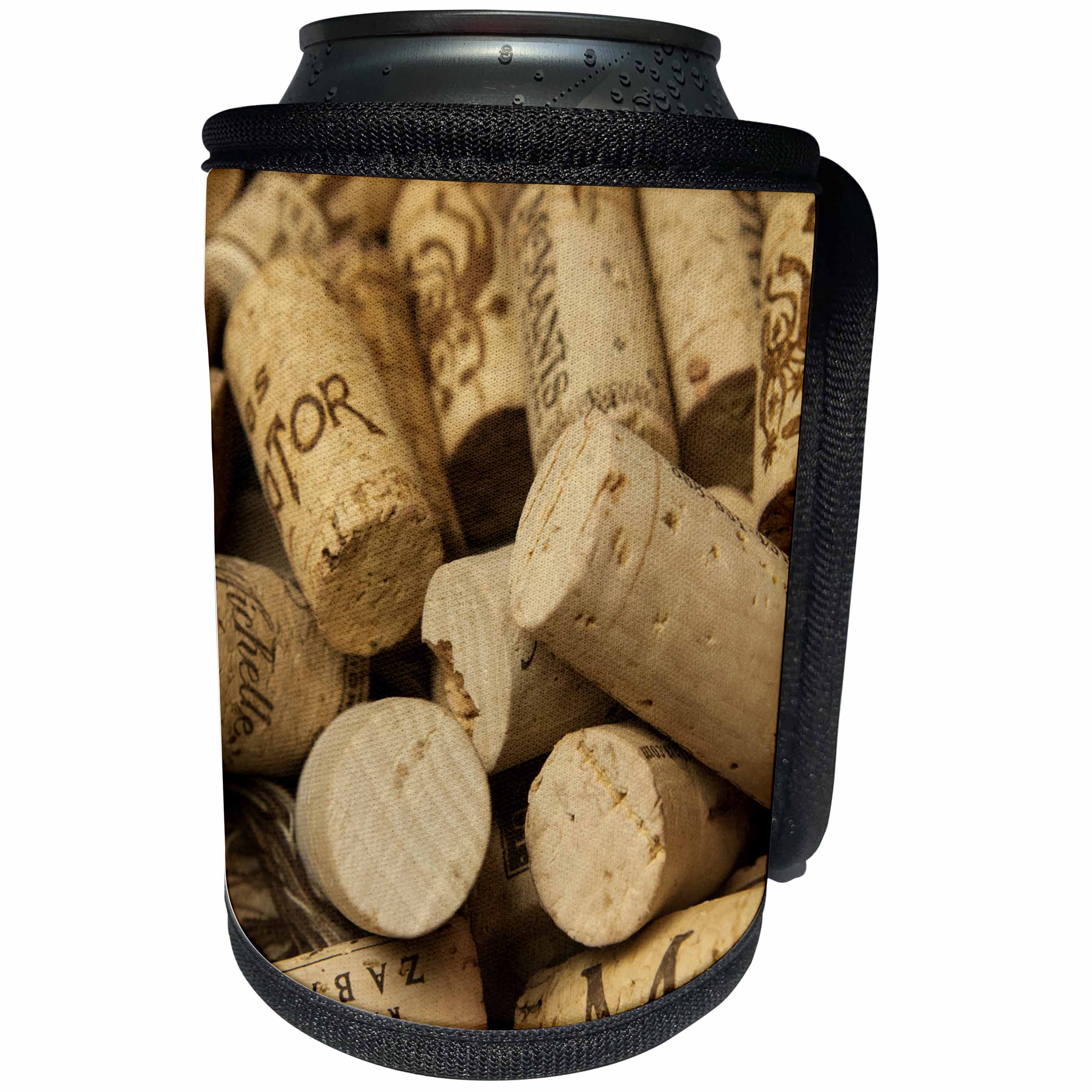 3dRose Danita Delimont - Wine - Close-up of a pile of wine cork collection - Can Cooler Bottle Wrap (cc_250321)