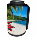 3dRose Danita Delimont - Fiji - Red table on white sandy beach, Naviti, Yasawa, Fiji, South Pacific - Can Cooler Bottle Wrap (cc_250326)