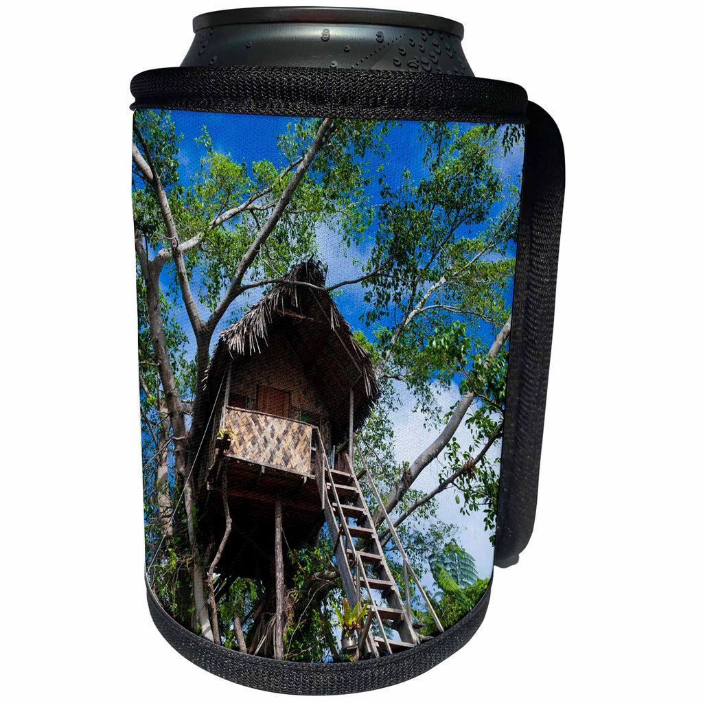 3dRose Danita Delimont - Vanuatu - Tree house in Banyan tree, Island of Tanna, Vanuatu, South Pacific - Can Cooler Bottle Wrap (cc_250361)