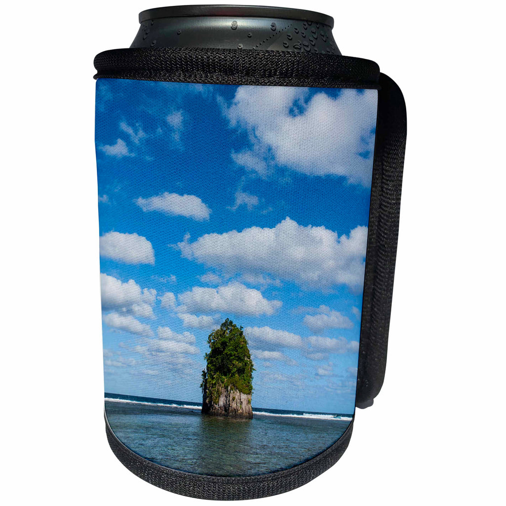 3dRose Danita Delimont - American Samoa - Single rock at Coconut Point in Tutuila Island, American Samoa - Can Cooler Bottle Wrap (cc_250370)