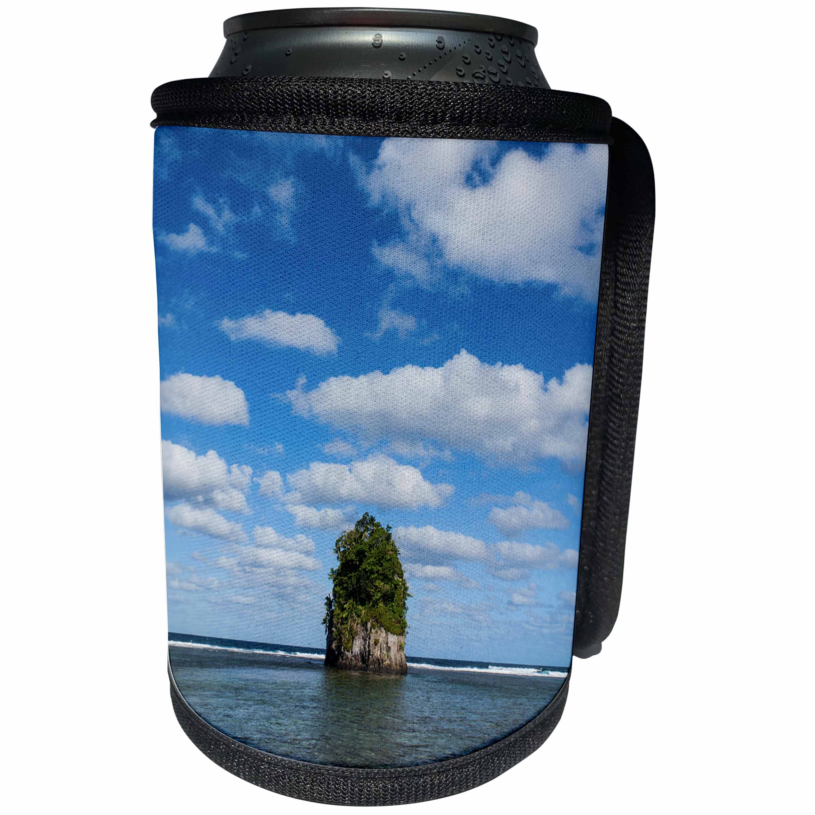 3dRose Danita Delimont - American Samoa - Single rock at Coconut Point in Tutuila Island, American Samoa - Can Cooler Bottle Wrap (cc_250370)