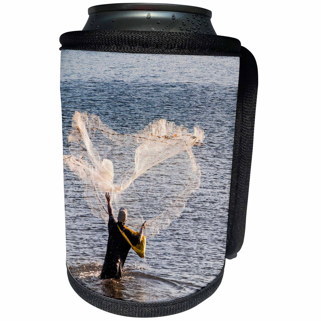 3dRose Danita Delimont - Samoa - Man fishing in the harbor of Apia, Upolu, Samoa, South Pacific - Can Cooler Bottle Wrap (cc_250373)