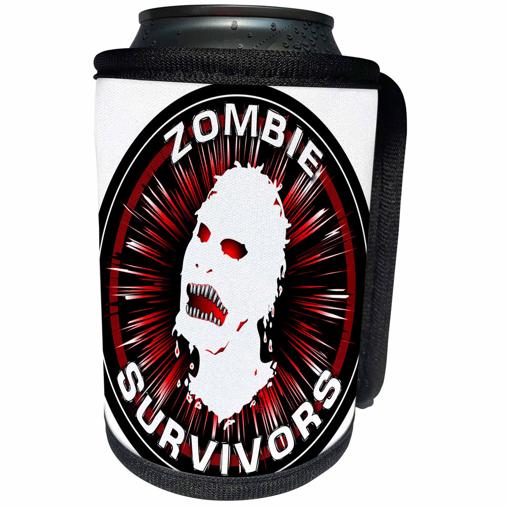 3dRose Mark Grace ZOMBIE SURVIVORS Icon - ICON zombie survivors 3 on black - Can Cooler Bottle Wrap (cc_25038)