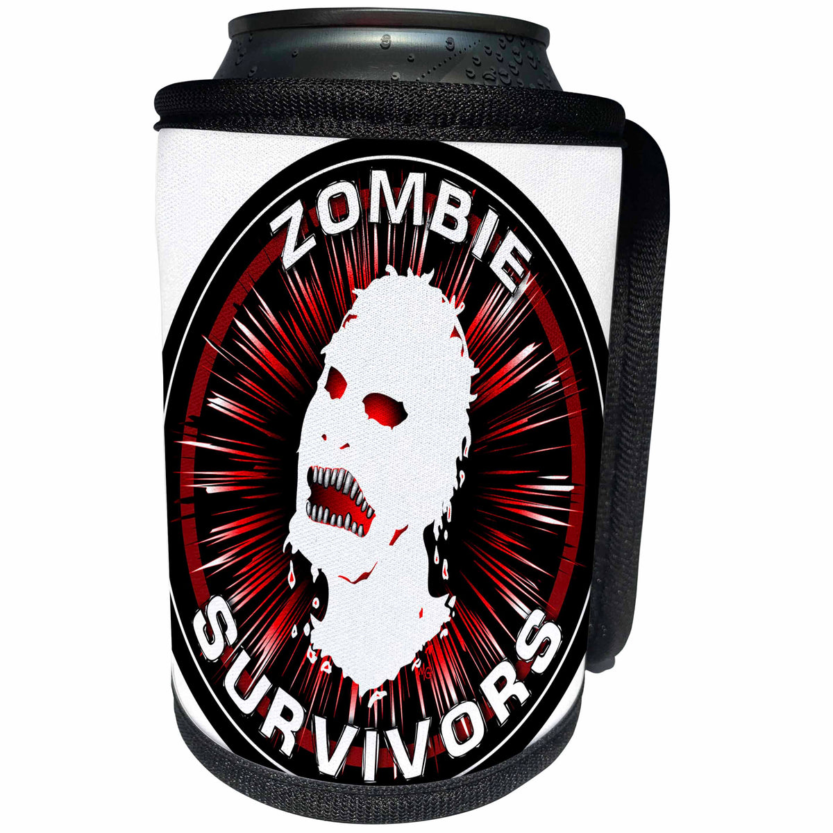 3dRose Mark Grace ZOMBIE SURVIVORS Icon - ICON zombie survivors 3 on black - Can Cooler Bottle Wrap (cc_25038)