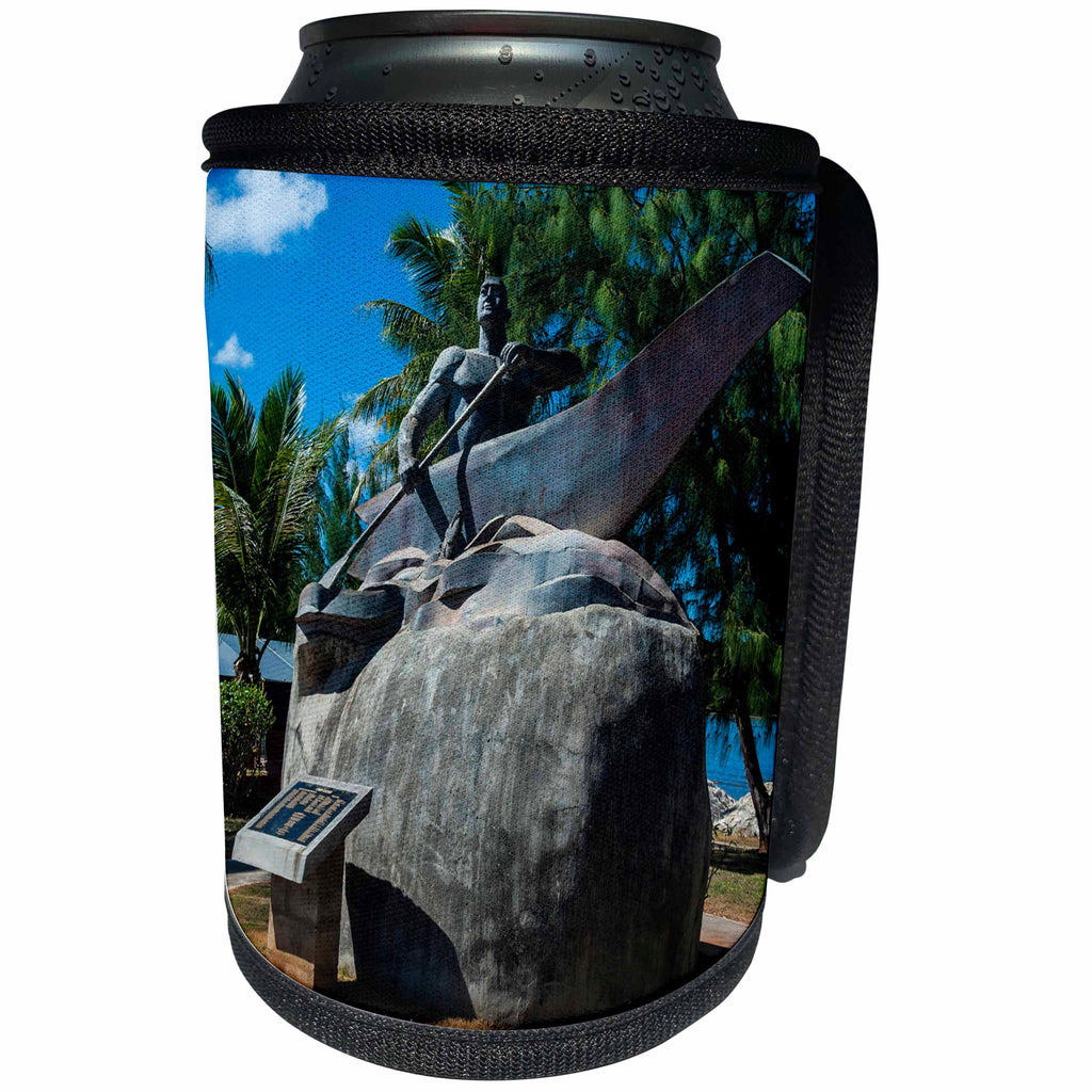 3dRose Danita Delimont - Guam - Bronze statue of a Chamorro chief, Guam, US Territory, Central Pacific - Can Cooler Bottle Wrap (cc_250386)