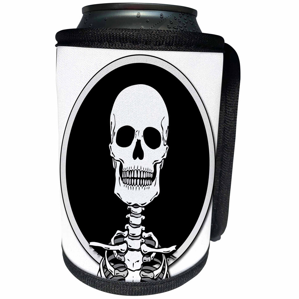 3dRose Mark Grace ZOMBIE SURVIVORS Skeletons - SKELETONS skull 1 on transparent - Can Cooler Bottle Wrap (cc_25039)