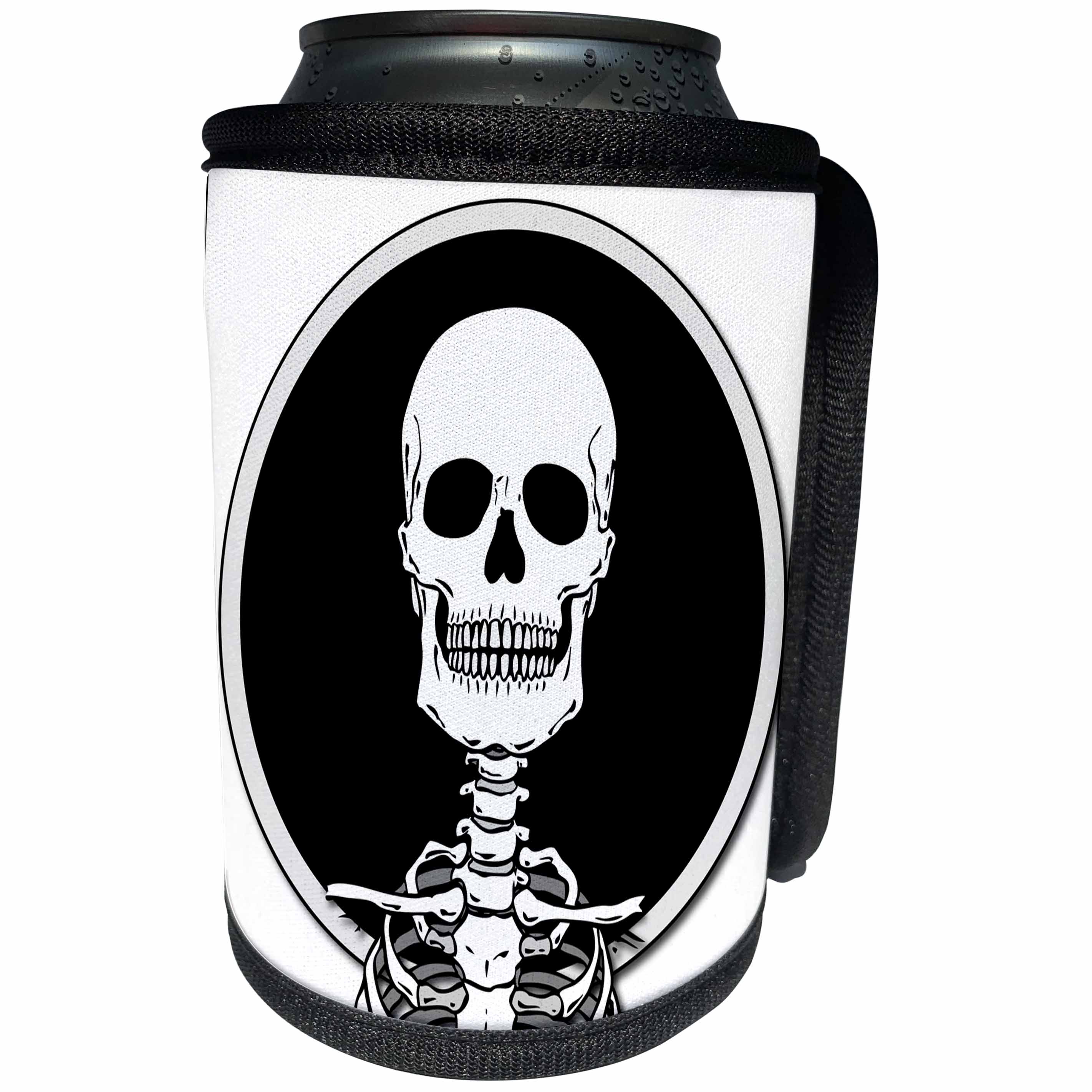 3dRose Mark Grace ZOMBIE SURVIVORS Skeletons - SKELETONS skull 1 on transparent - Can Cooler Bottle Wrap (cc_25039)