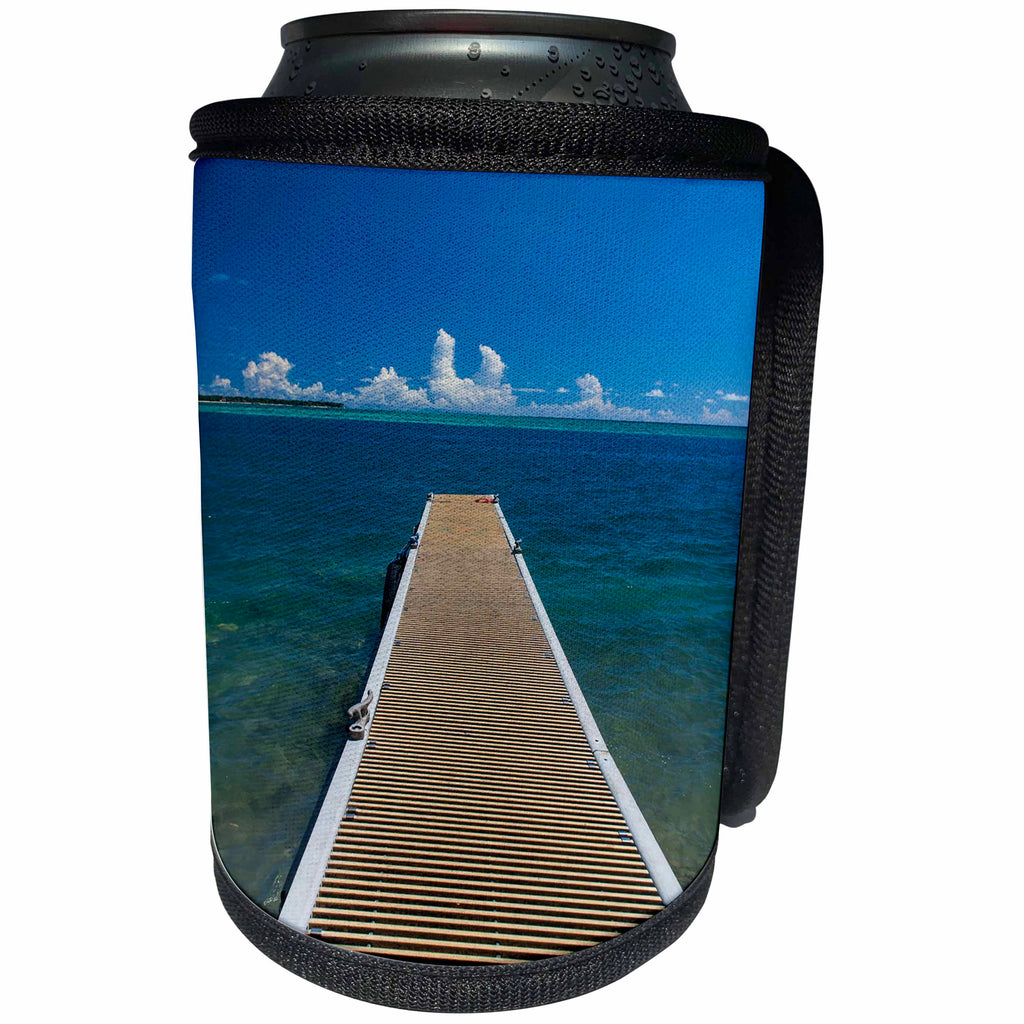 3dRose Danita Delimont - Guam - Pier with Cocos Island in the background, Guam, US Territory - Can Cooler Bottle Wrap (cc_250393)