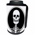 3dRose Mark Grace ZOMBIE SURVIVORS Skeletons - SKELETONS skull 1 on white - Can Cooler Bottle Wrap (cc_25040)