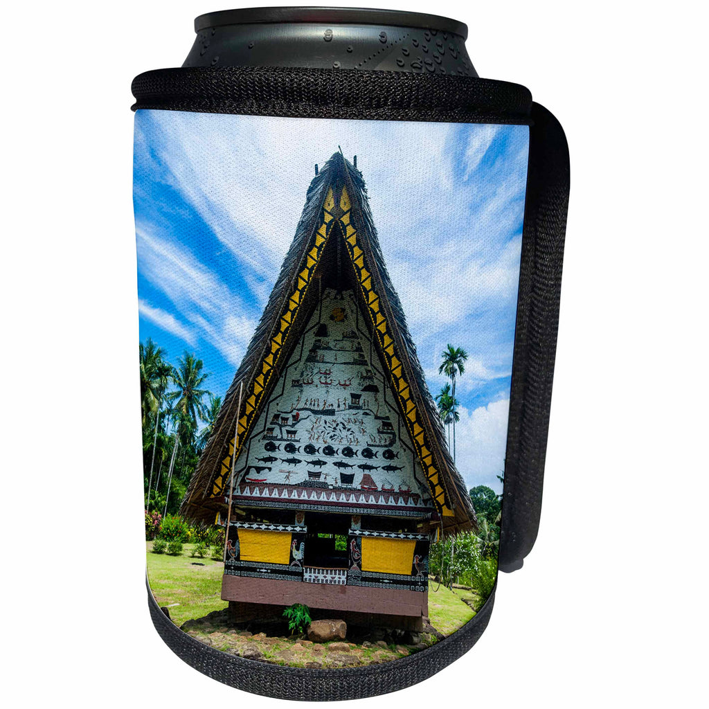 3dRose Danita Delimont - Palau - Oldest Bai of Palau, house for village chiefs, Babeldaob Island, Palau - Can Cooler Bottle Wrap (cc_250405)