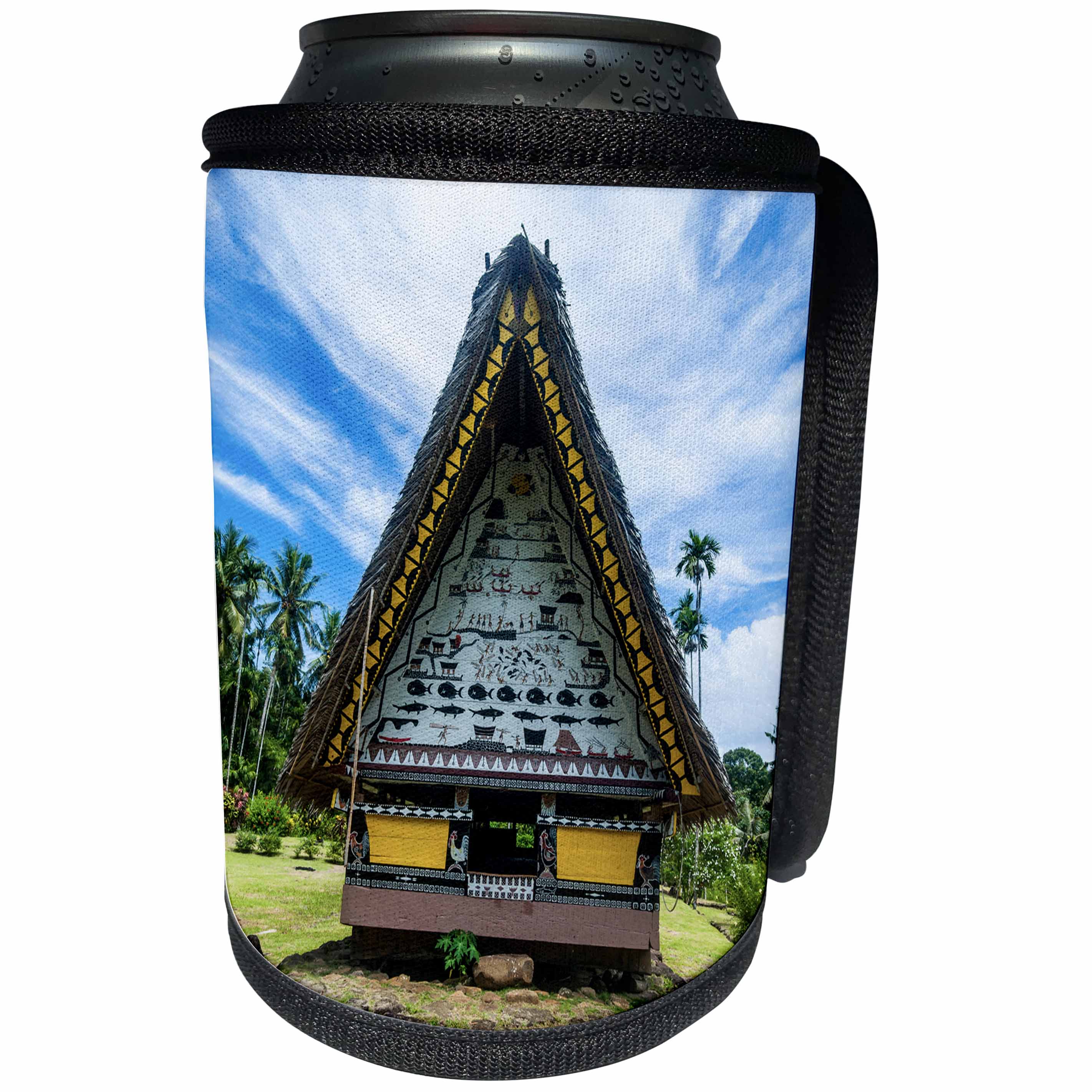 3dRose Danita Delimont - Palau - Oldest Bai of Palau, house for village chiefs, Babeldaob Island, Palau - Can Cooler Bottle Wrap (cc_250405)