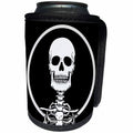 3dRose Mark Grace ZOMBIE SURVIVORS Skeletons - SKELETONS skull 1 on black - Can Cooler Bottle Wrap (cc_25041)