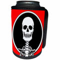 3dRose Mark Grace ZOMBIE SURVIVORS Skeletons - SKELETONS skull 1 on red - Can Cooler Bottle Wrap (cc_25042)
