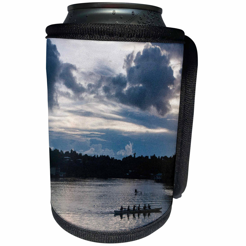 3dRose Danita Delimont - Micronesia - Locals training for rowing championship at sunset, Yap, Micronesia - Can Cooler Bottle Wrap (cc_250429)