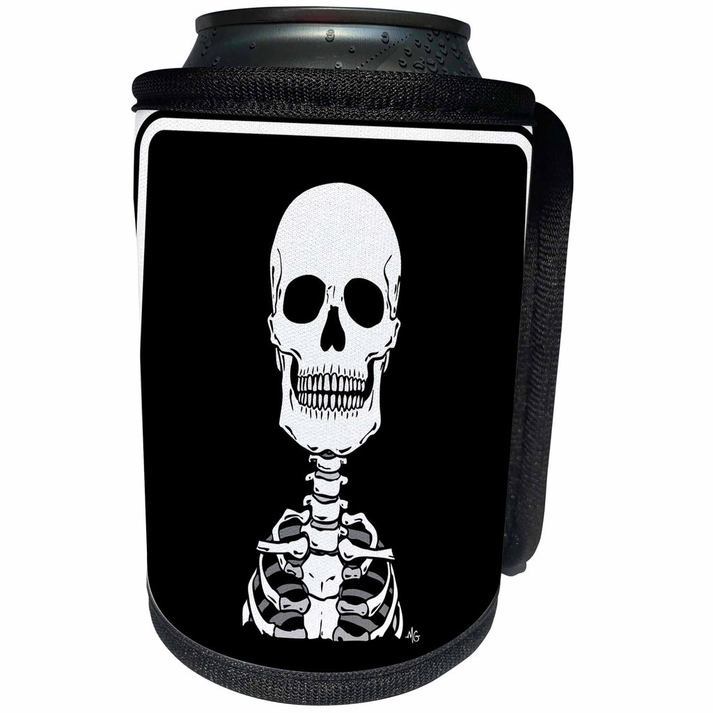 3dRose Mark Grace ZOMBIE SURVIVORS Skeletons - SKELETONS skull 2 black sign 1 - Can Cooler Bottle Wrap (cc_25044)