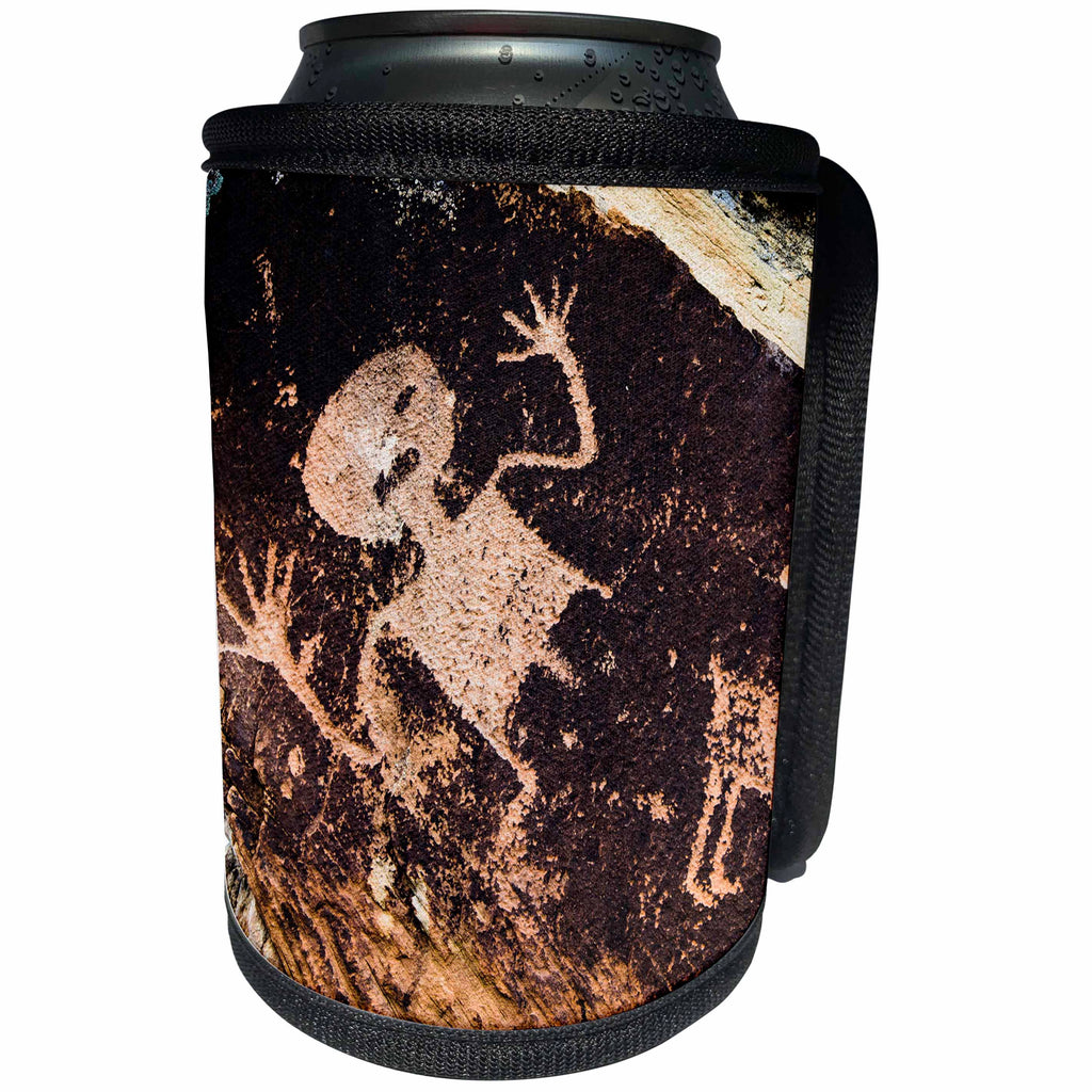 3dRose Danita Delimont - Petrified Forest - Native American petroglyphs in Petrified Forest National Park, Arizona - Can Cooler Bottle Wrap (cc_250509)