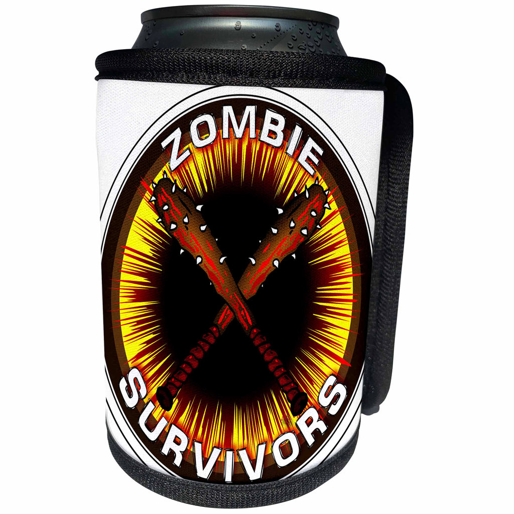 3dRose Mark Grace ZOMBIE SURVIVORS Zombie Clubs - ZOMBIE CLUBS survivors clubs 2 on transparent - Can Cooler Bottle Wrap (cc_25051)