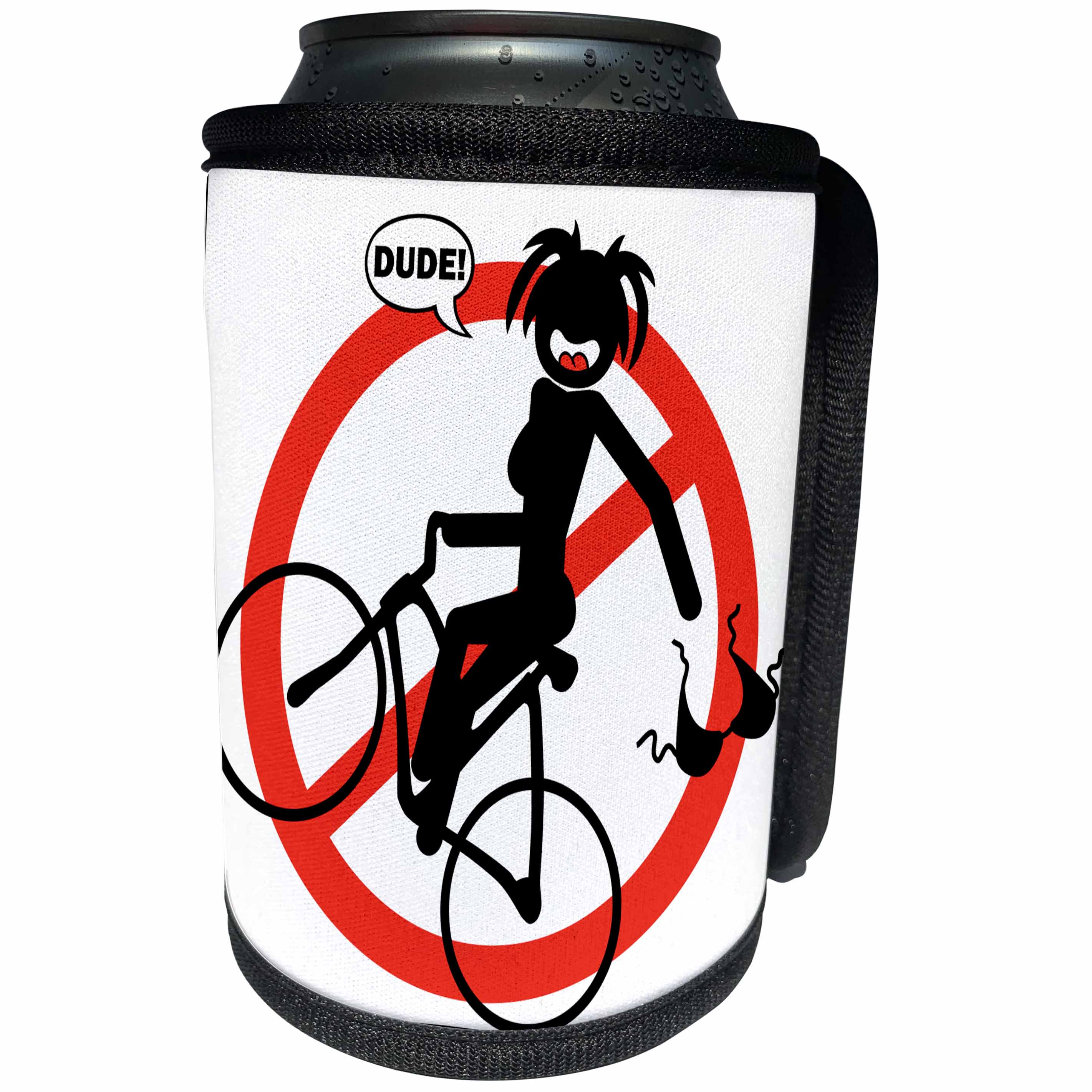 3dRose Mark Grace SCREAMNJENNY Wardrobe Malfunctions - WARDROBE MALFUNCTION wheelie hazard 1 on transparent - Can Cooler Bottle Wrap (cc_25054)
