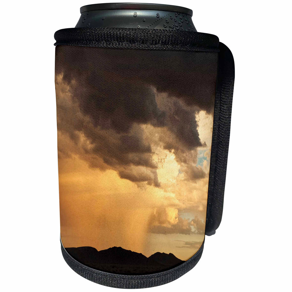 3dRose Danita Delimont - California - California, Mojave National Preserve. Desert rain squall at sunset - Can Cooler Bottle Wrap (cc_250547)
