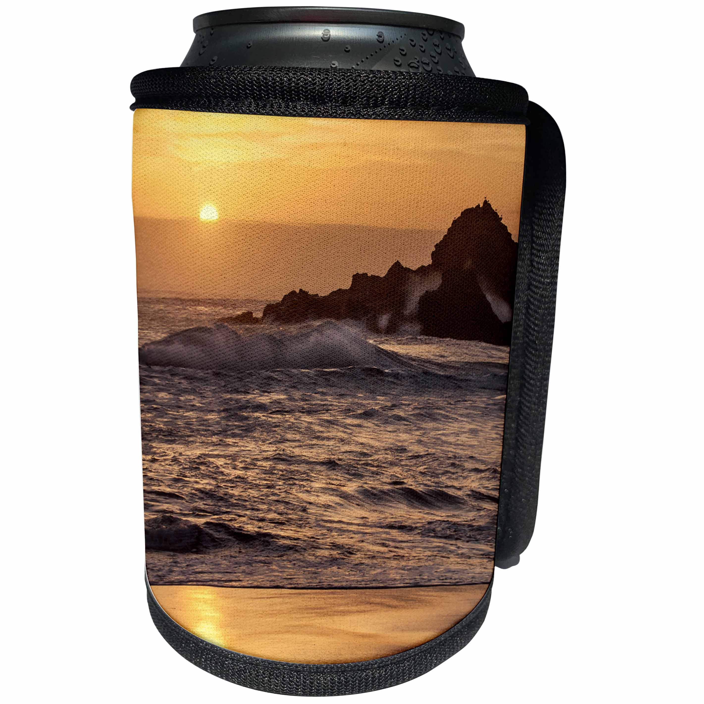 3dRose Danita Delimont - Big Sur - California, Big Sur. Sunset and splashes at Pfeiffer Beach - Can Cooler Bottle Wrap (cc_250548)