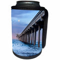 3dRose Danita Delimont - La Jolla - California, La Jolla. Full moon setting at dawn over Scripps Pier - Can Cooler Bottle Wrap (cc_250549)