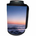 3dRose Danita Delimont - La Jolla - California, La Jolla. Crescent moon at twilight over Windansea Beach - Can Cooler Bottle Wrap (cc_250561)