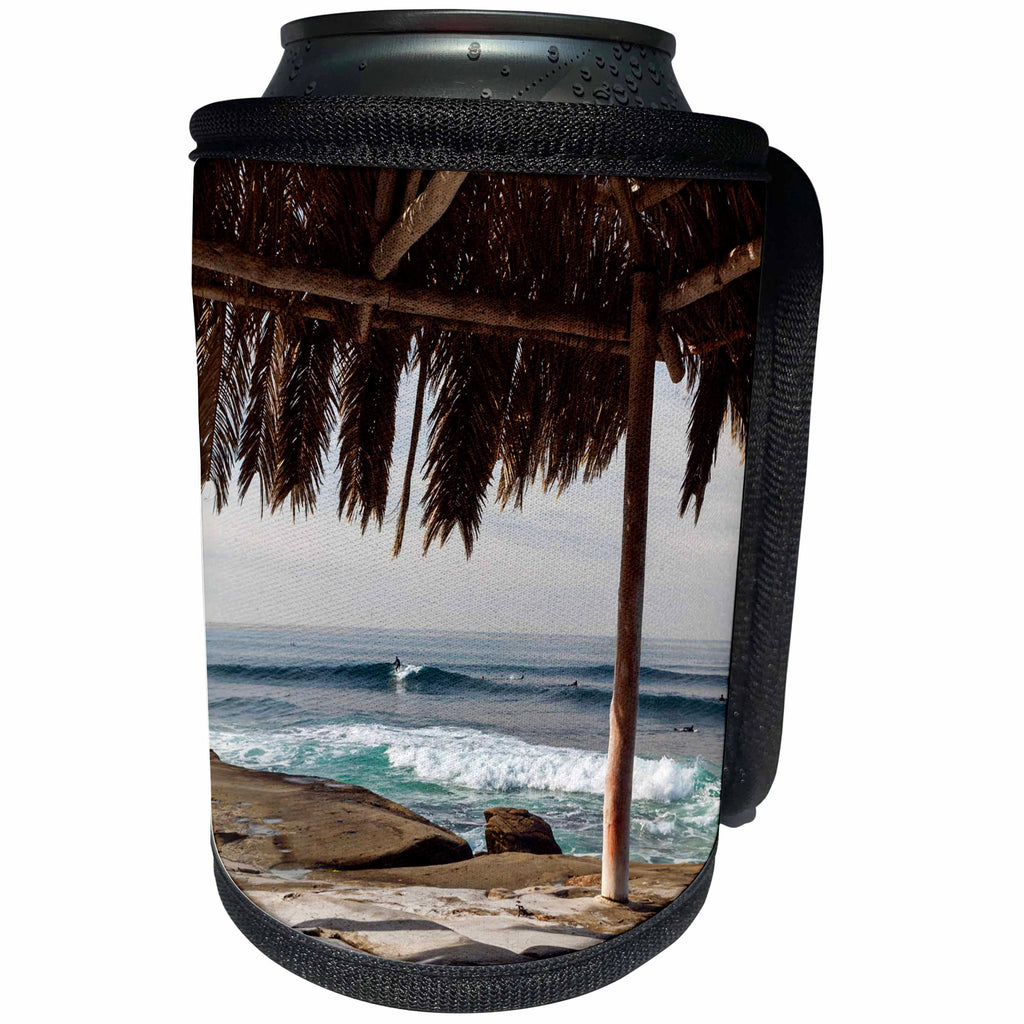 3dRose Danita Delimont - La Jolla - California, La Jolla. Surf shack and surfers at Windansea Beach. - Can Cooler Bottle Wrap (cc_250563)