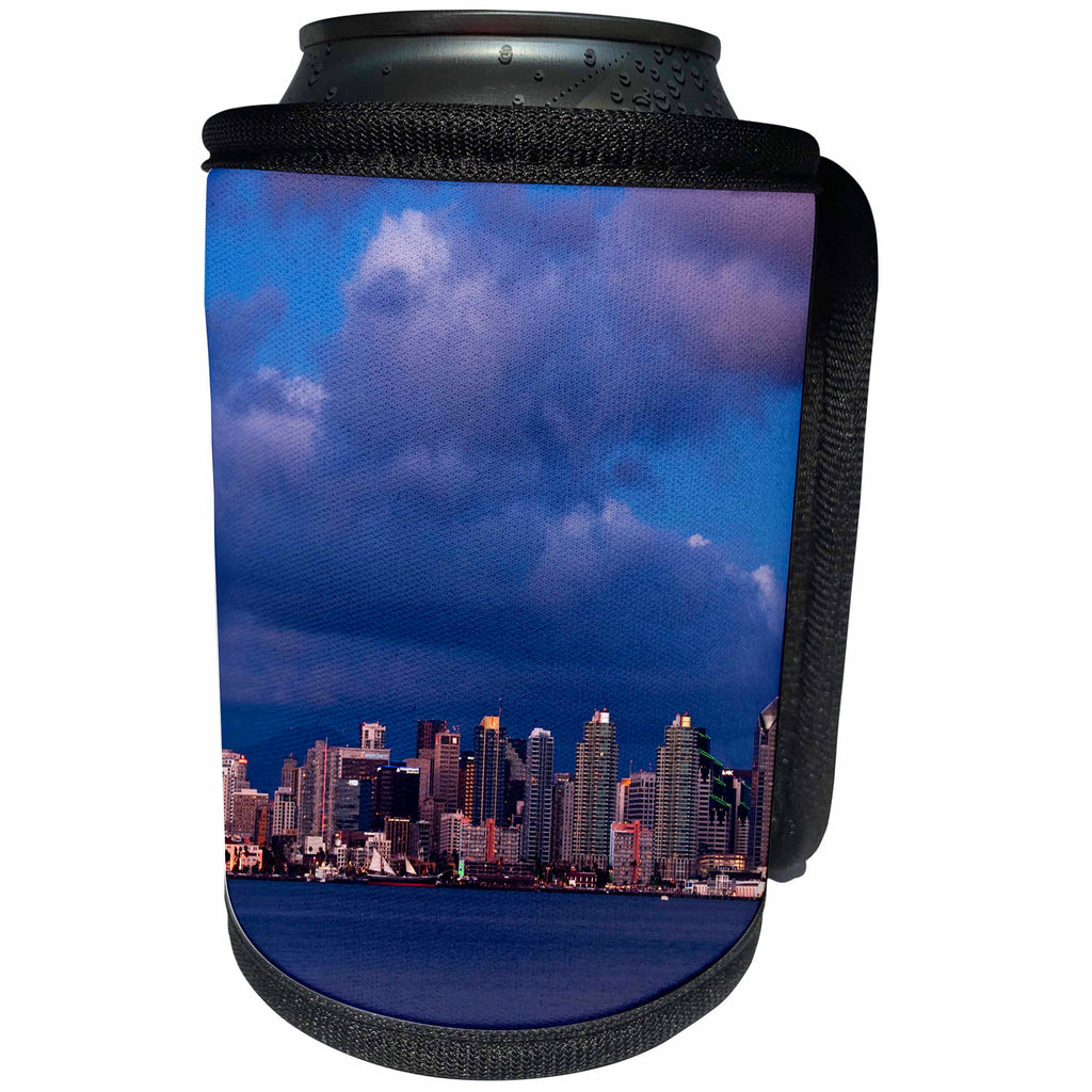 3dRose Danita Delimont - San Diego - California, San Diego. City skyline at dusk - Can Cooler Bottle Wrap (cc_250569)