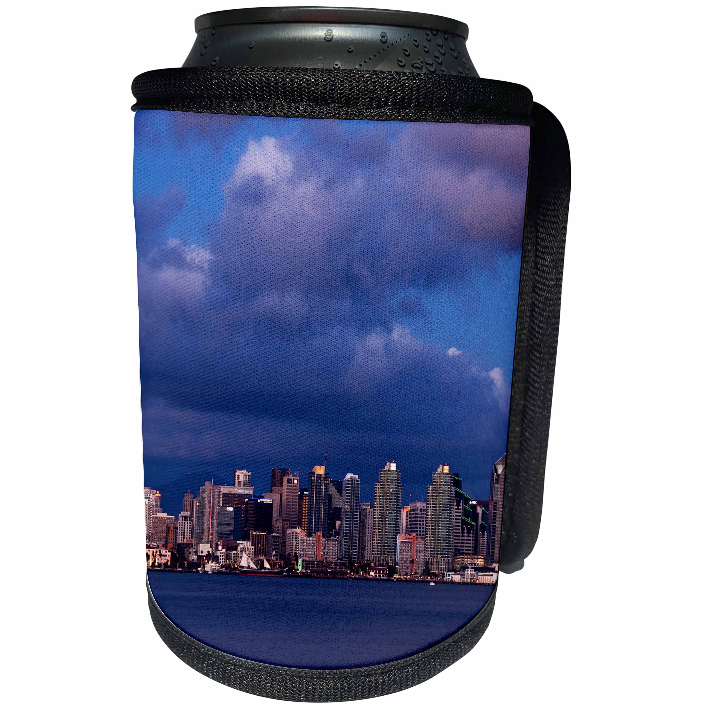 3dRose Danita Delimont - San Diego - California, San Diego. City skyline at dusk - Can Cooler Bottle Wrap (cc_250569)