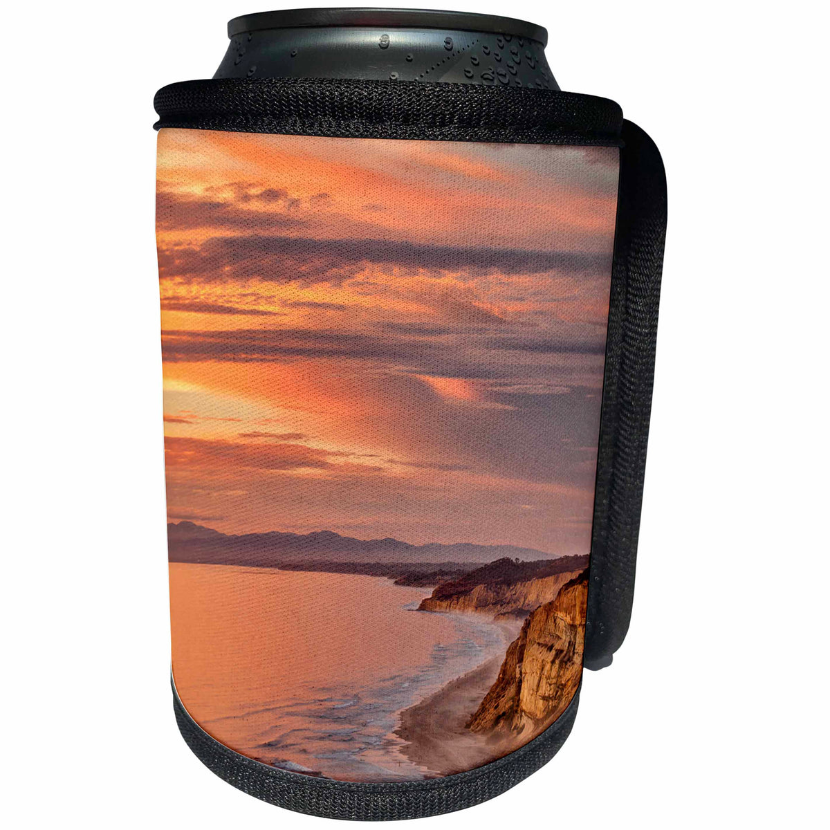 3dRose Danita Delimont - La Jolla - California, La Jolla, Sunset over Blacks Beach and coast to the north - Can Cooler Bottle Wrap (cc_250612)
