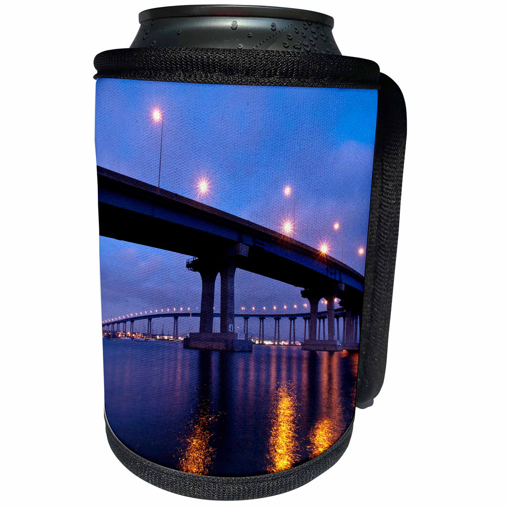 3dRose Danita Delimont - San Diego - California, San Diego, Coronado Bridge curves over San Diego Bay - Can Cooler Bottle Wrap (cc_250632)
