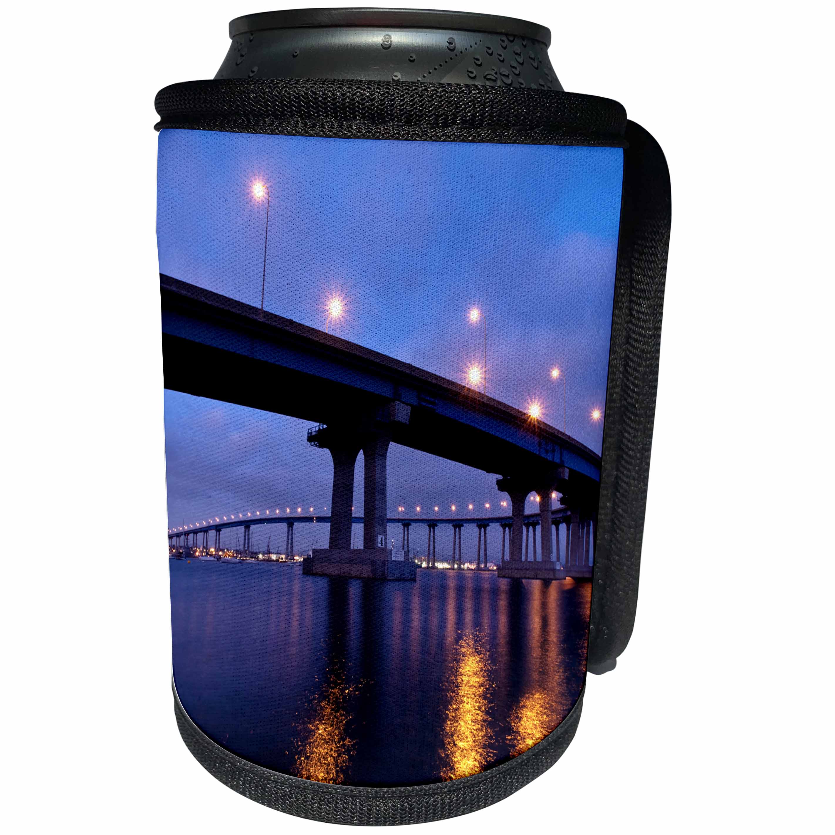 3dRose Danita Delimont - San Diego - California, San Diego, Coronado Bridge curves over San Diego Bay - Can Cooler Bottle Wrap (cc_250632)