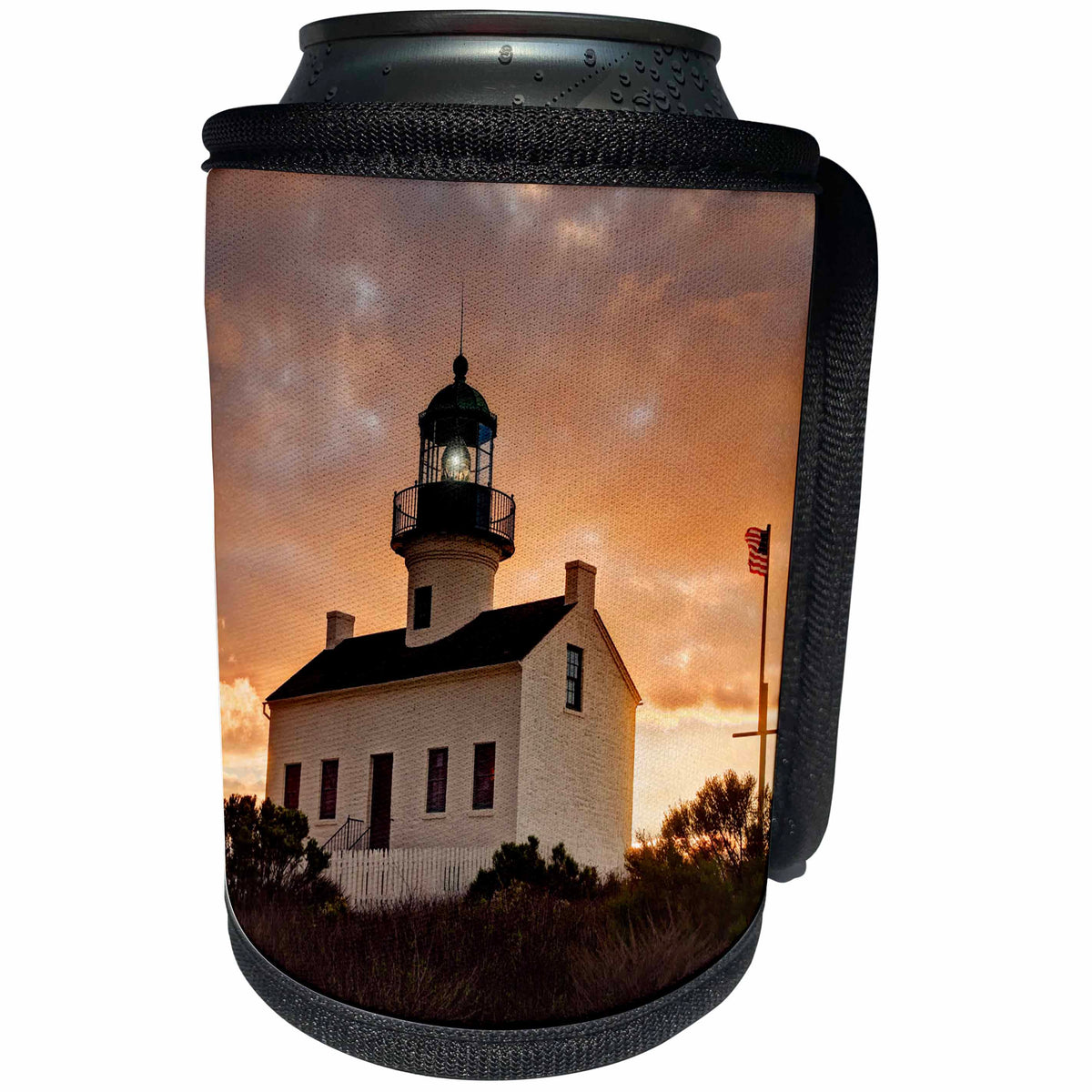 3dRose Danita Delimont - San Diego - California, San Diego, Old Point Loma Lighthouse - Can Cooler Bottle Wrap (cc_250636)