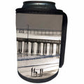 3dRose Danita Delimont - California - California, Avila Beach. Silhouetted beach walkers near pier - Can Cooler Bottle Wrap (cc_250665)