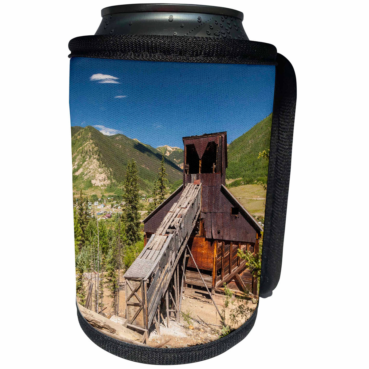 3dRose Danita Delimont - San Juan Mountains - Colorado, San Juan Mountains. Abandoned mine building above Silverton - Can Cooler Bottle Wrap (cc_250704)