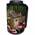 3dRose Danita Delimont - Bird House - Bluebird nest Box on Fence Near Purple Coneflowers, Marion, IL - Can Cooler Bottle Wrap (cc_250849)