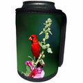 3dRose Danita Delimont - Cardinal - Northern Cardinal male on Hollyhock, Marion County, Illinois - Can Cooler Bottle Wrap (cc_250950)