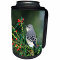 3dRose Danita Delimont - Mockingbird - Northern Mockingbird in China Holly, Marion County, Illinois - Can Cooler Bottle Wrap (cc_250955)