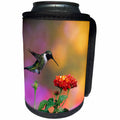 3dRose Danita Delimont - Hummingbird - Ruby-throated Hummingbird male at Dallas Red Lantana - Can Cooler Bottle Wrap (cc_250980)