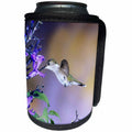 3dRose Danita Delimont - Hummingbird - Ruby-throated Hummingbird on Black and Blue Salvia, Illinois - Can Cooler Bottle Wrap (cc_250987)