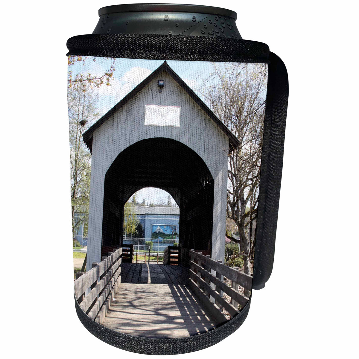 3dRose Patricia Sanders Photography - Jackson County Bridge - Can Cooler Bottle Wrap (cc_25101)