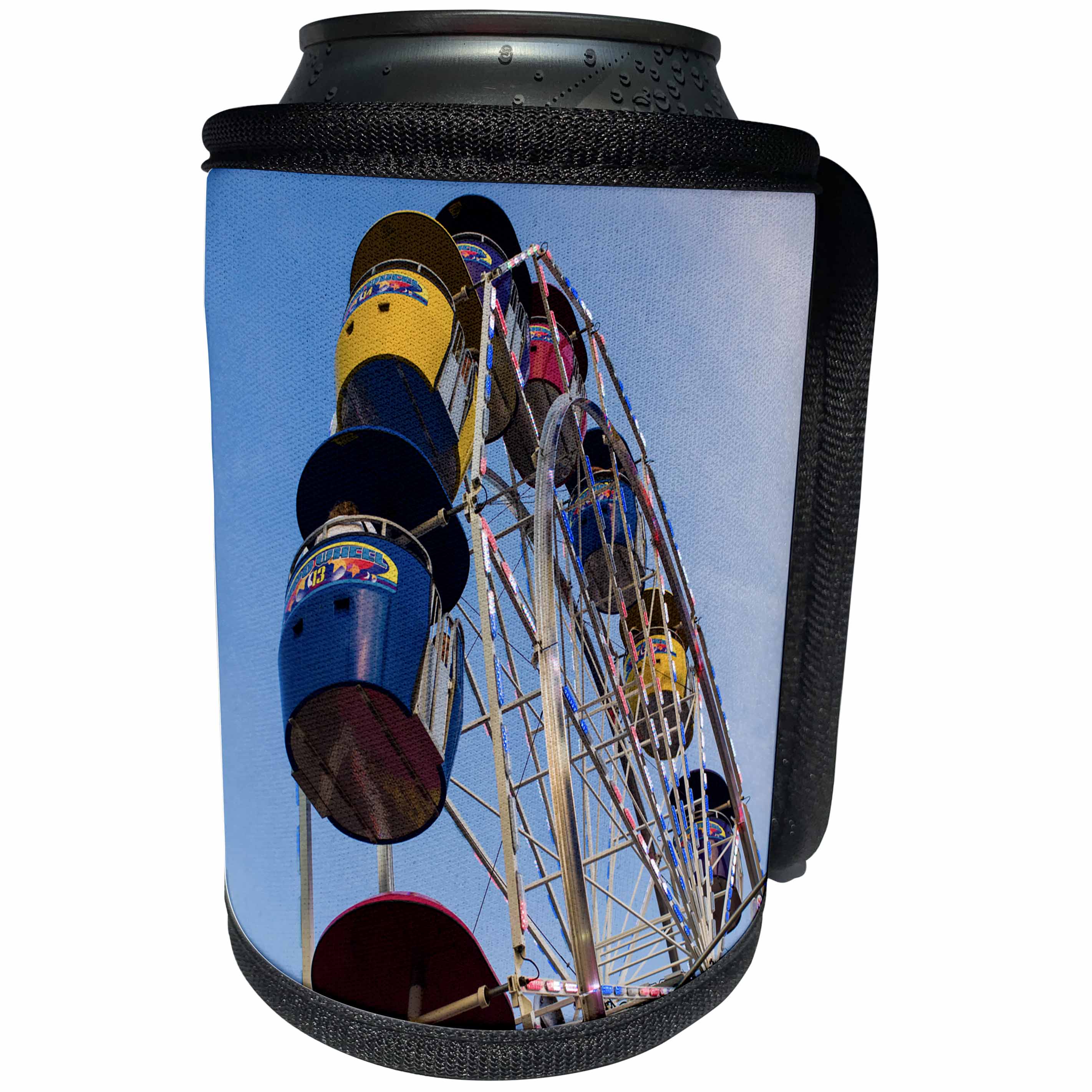 3dRose Danita Delimont - Gloucester - Massachusetts, Gloucester, Saint Peters Fiesta, ferris wheel 01 - Can Cooler Bottle Wrap (cc_251157)
