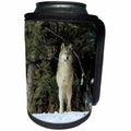 3dRose Danita Delimont - Wolf - Captive Gray Wolf in winter looking out through trees, Montana - Can Cooler Bottle Wrap (cc_251185)