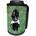 3dRose Danita Delimont - Skunk - Captive striped skunk in field of flowers, Montana - Can Cooler Bottle Wrap (cc_251189)
