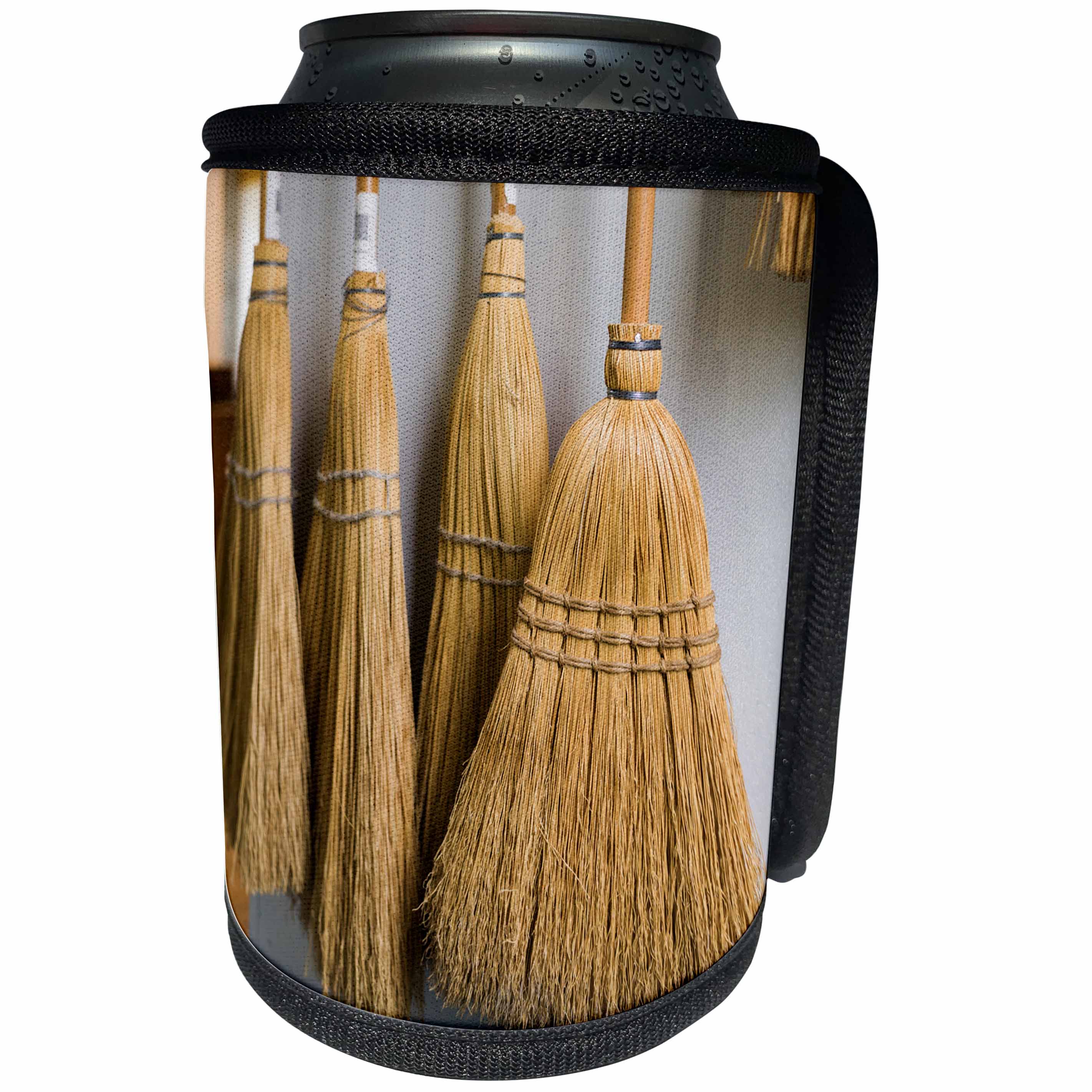 3dRose Danita Delimont - New Hampshire - New Hampshire, Enfield Shaker Museum, Shaker brooms - Can Cooler Bottle Wrap (cc_251203)